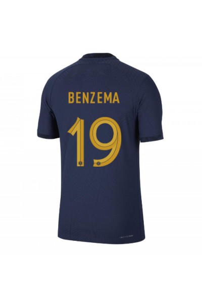 Ranska Karim Benzema #19 Jalkapallovaatteet Kotipaita MM-kisat 2022 Lyhythihainen